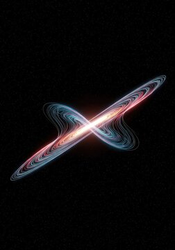 A futuristic abstract digital background showing the fundamental force of gravity bending spacetime fabric within the darkness of deep outer space, astronomy, gravity, technology