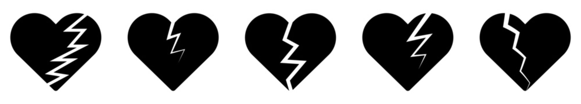 Broken heart icon set