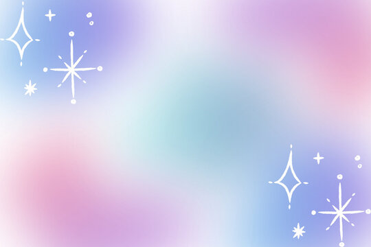 Soft pastel gradient background with hand drawn Y2K aesthetic stars