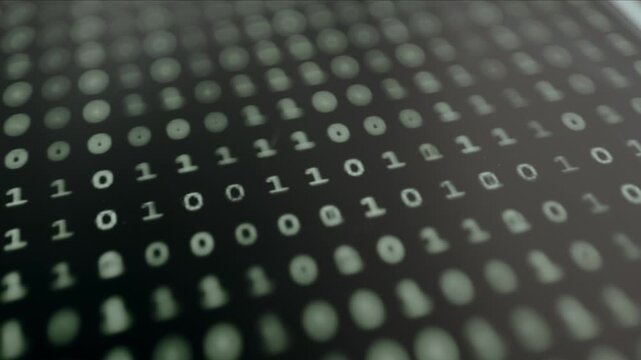 Binary code, Vertical columns of binary digits flowing upward continuously