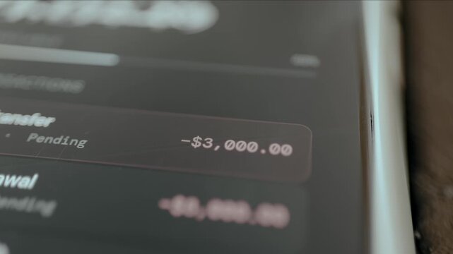 Live transactions from bank account, money transfers and withdrawals, draining the account