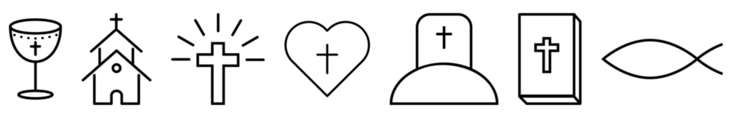 Obraz premium Set of line christian icons