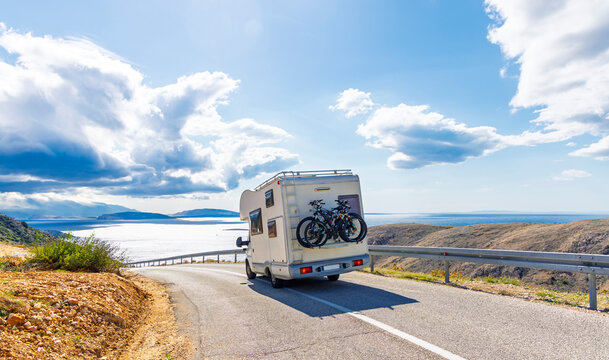 motorhome driving on the road, Road trip, adventure, travel