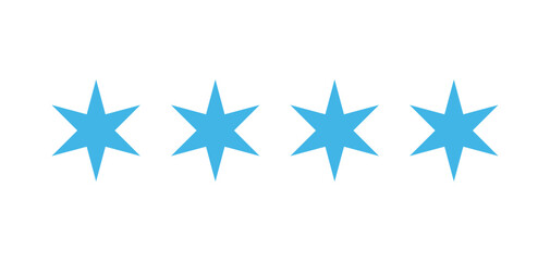 Naklejka premium 4 blue Stars emblem of Chicago city, Illinois, US. Chicago flag element