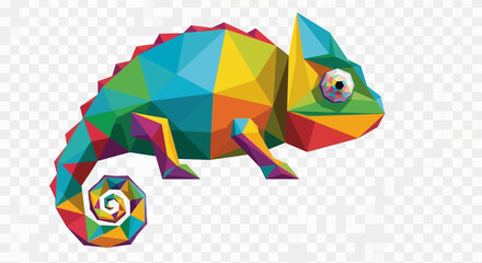 Colorful polygonal chameleon closeup profile. © Sego