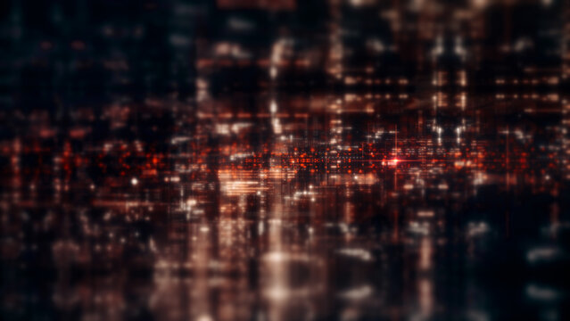 Futuristic digital data network with glowing cyber interface grids and dynamic light streams representing artificial intelligence, cybersecurity, fintech systems, blockchain infrastructure, and cloud 