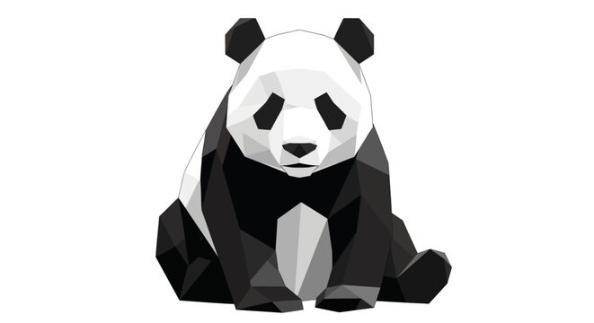 Geometric panda bear sitting down.