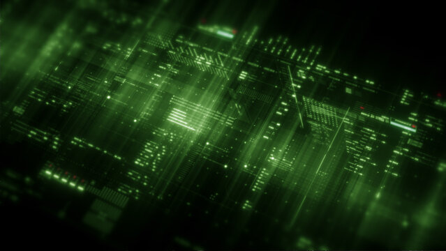 Futuristic digital data network with glowing cyber interface grids and dynamic light streams representing artificial intelligence, cybersecurity, fintech systems, blockchain infrastructure, and cloud 