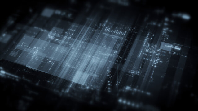 Futuristic digital data network with glowing cyber interface grids and dynamic light streams representing artificial intelligence, cybersecurity, fintech systems, blockchain infrastructure, and cloud 