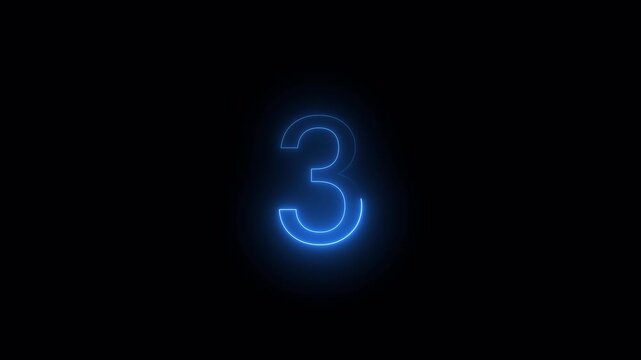 Number animation of digit  Letter concept. glowing loop neon math metical number from 0 to 10  in black background in 4k animation with alpha channel 
