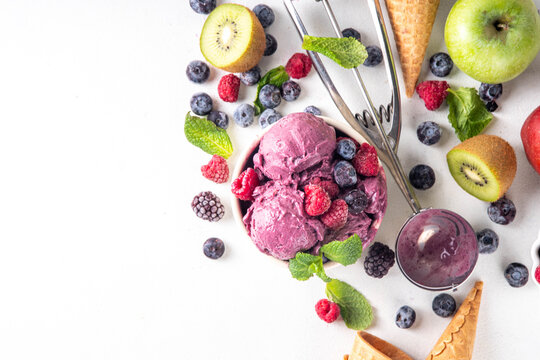 Homemade fruit and berry sorbet ice cream