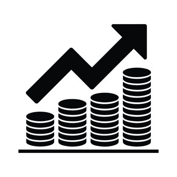 Investment growth vector .eps with coins stack and rising arrow financial success saving profit and money increase concept for business and economy presentation