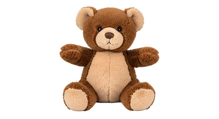 Fototapeta premium Brown teddy bear with cream colored chest and paws on black background