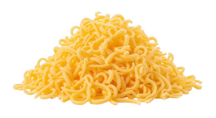 Fototapeta premium Pile of curly yellow noodles on transparent background