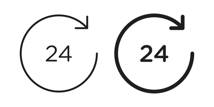 24 hours icon in line design. editable stroke icon vector. EPS10