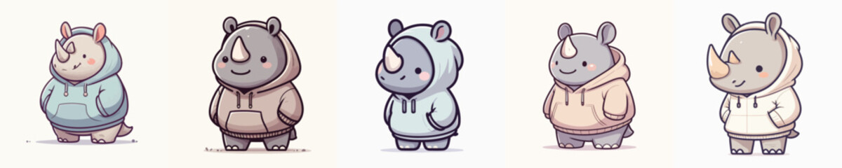 cute rhino vector wearing hoodie © Jefri Syahputra BKL