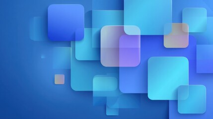 Fototapeta premium An abstract blue background with layered square shapes in varying sizes and opacities, creating depth and a clean geometric look.