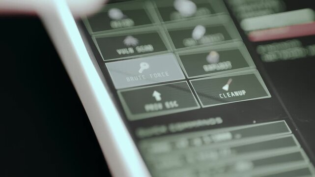 Peron taps the Brute Force type of cyber attack. Ethical hacking concept