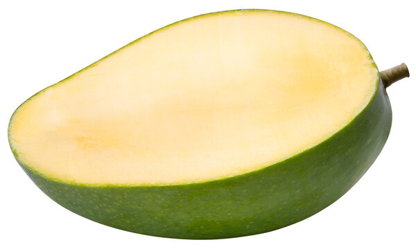 Sliced  mango isolated on white background, Fresh Green mango fruits on white background with clipping path.PNG File.