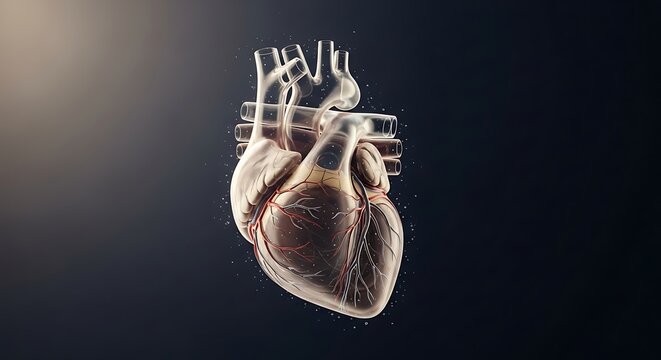 Human heart anatomy medical illustration.