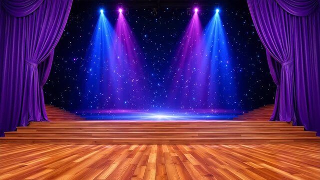 Theater stage with curtains and lights