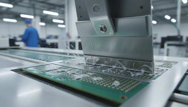 SMT solder paste printing process on printed circuit board with metal squeegee
