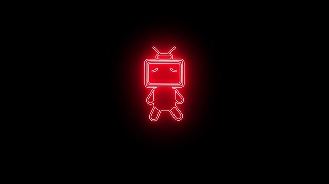 neon robot tv soft idle movement animation.