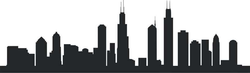 Obraz premium Atlanta city skyline silhouette with Midtown and Downtown skyscrapers urban architecture modern black vector illustration isolated on white background