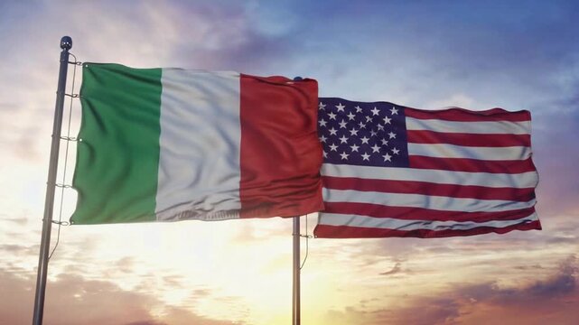 Flag of Italy and USA.