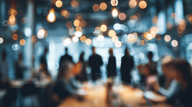 professional event planners working together to organize a large event showcasing teamwork coordination project management and blurred background with copy space for design