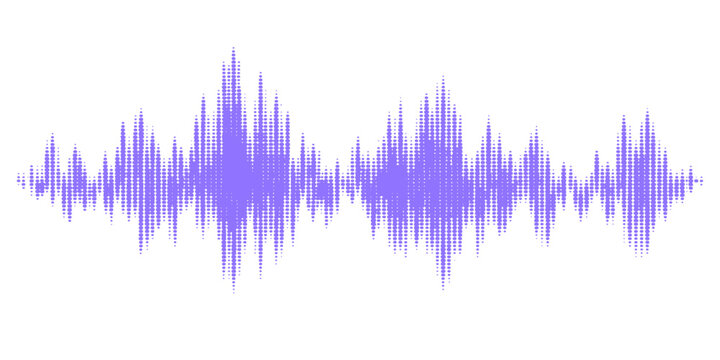 Blue digital audio waveform illustration featuring a technology equalizer pulse and electronic music frequency spectrum design on a studio recording background