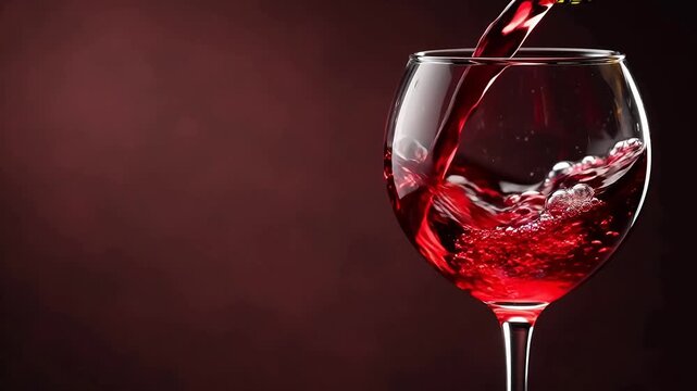 Red wine pouring into glass