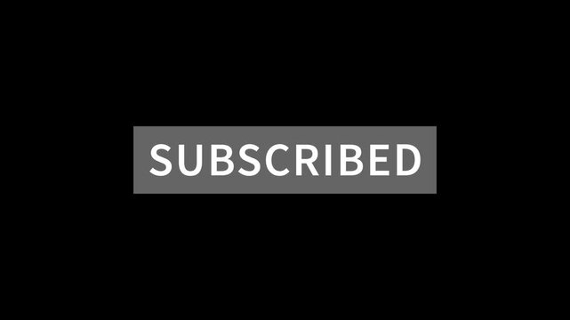 Subscribe button animation red banner with white text, call to action element for social media video channel, user engagement interface design for streaming platform promotion alpha channel