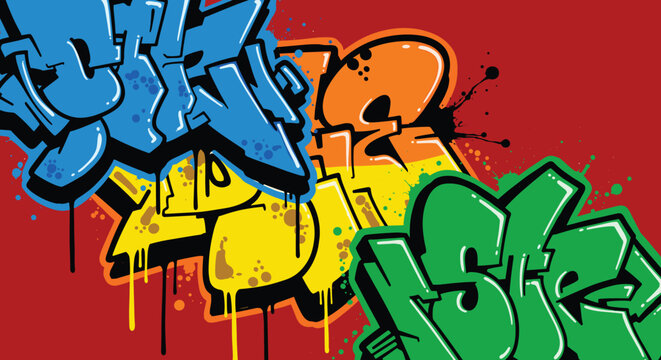 Colorful Graffiti Letters on Wall.