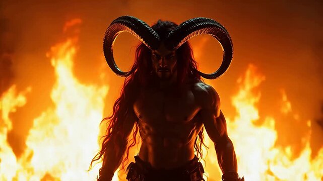 Demon with horns and fire
