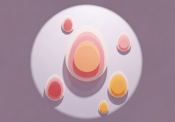 Obraz premium Pixel art illustration of a large boiled egg surrounded by various colorful small decorative eggs