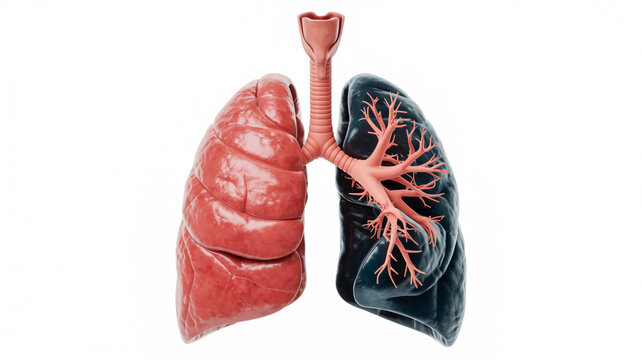 Human lungs with trachea and bronchi respiratory system anatomy