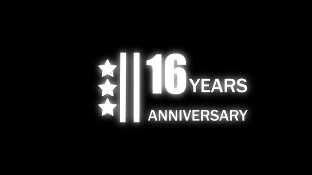 Celebration Milestone 16th Anniversary Sparkling Glowing Text Countdown Party Decoration Neon Sign anniversary celebration