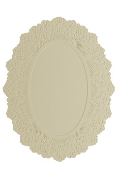 Light beige lace-style oval frame with soft embossed paper texture and doily pattern. Perfect for wedding invites, social media, collages, branding, and elegant card design.