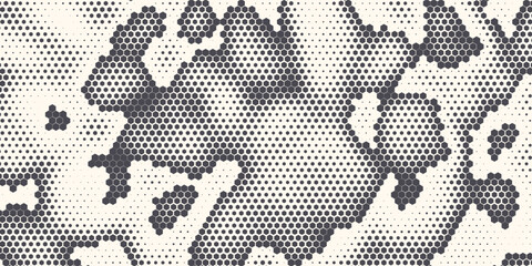 Fototapeta premium Hexagon Shapes Vector Abstract Geometric Technology Retrowave Sci-Fi Texture Isolated on Light Background. Halftone Hex Retro Simple Pattern. Eps10