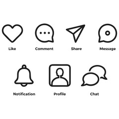 Fototapeta premium Social Media Line Icon Pack Communication and Network Symbols Vector