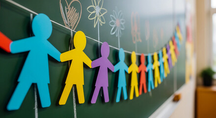 Paper chain dolls symbolizing unity for International Children’s Day