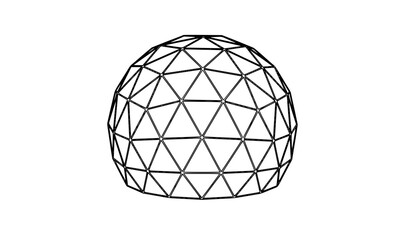 Hand-drawn line art vector of geodesic dome architecture with rounded geometric structure for building design © Hazara