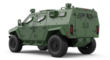 Fototapeta premium Military truck and armored vehicle isolated on a white background for professional stock photography