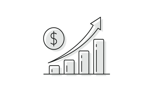 A line graph showing an increase in financial growth with a dollar sign