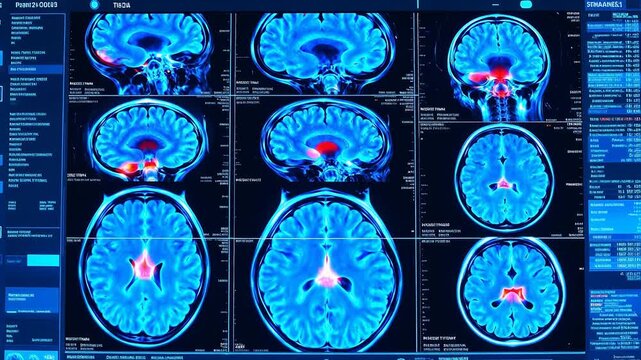 Brain scan images displayed on computer screen
