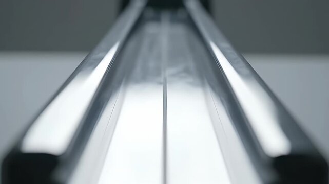 Polished Chrome Linear Guide Rail Industrial Closeup