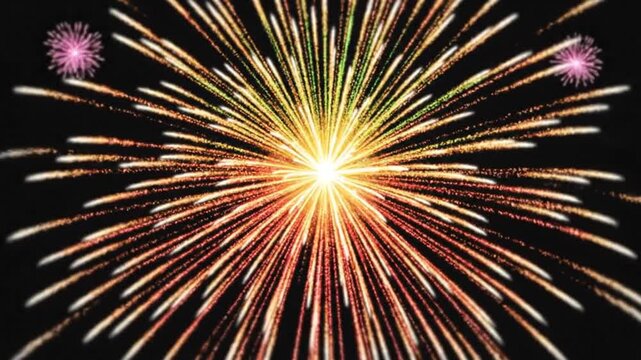 Colorful fireworks display exploding in the night sky with radiant light