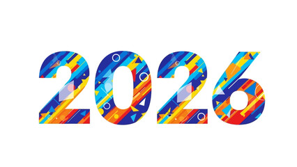 Fototapeta premium Colorful 2026 Typography with Vibrant Design Elements.