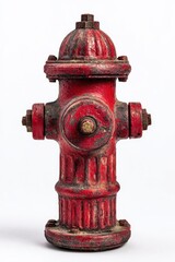 Fototapeta premium Weathered classic fire hydrant isolated on a clean white background